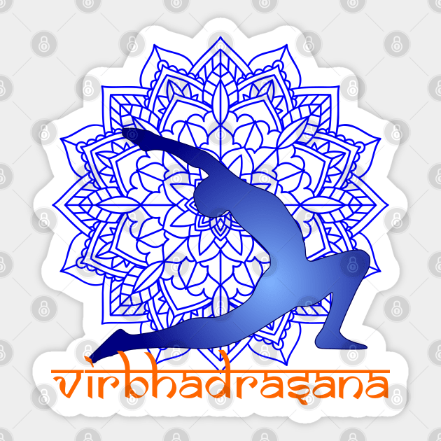 Virbhadrasna Yoga Pose Sticker by Geoji 